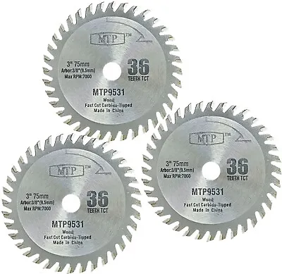 3x 3  3/8   Wood TCT Cutting Blade For Ryobi Milwaukee Dewalt Cut Off Saw  9.5mm • $28.95