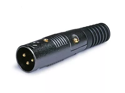 3 Pin XLR Male Mic Connector Gold Plated Pins - Black With Strain Relief Boot • $6.98