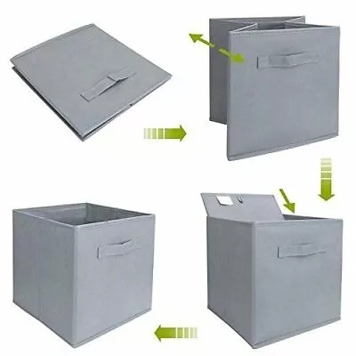 Foldable Square Fabric Storage Boxes Canvas Collapsible Folding Cubes Toys New • £5.99