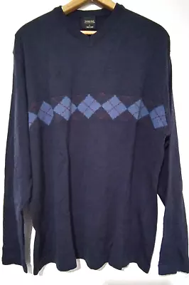 Cambridge Classics V-Neck Sweatshirt Argyle Design Wool Blend Large Blue Casual • $10.79
