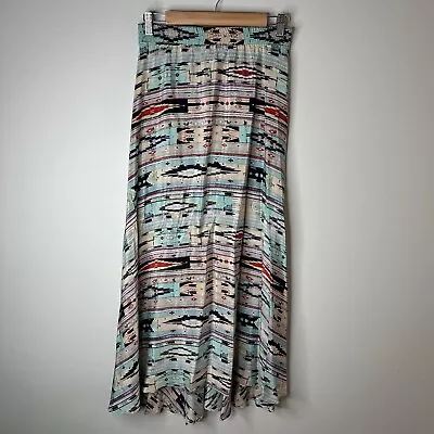 Tucker Womens 100% Silk Abstract Multicolor Pull On Luxe Flowy Maxi Skirt Sz M • $28.99