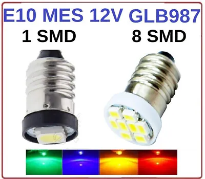 ✅ 12v E10 GLB987 SCREW LED BULBS ✅ White Green Blue Red ✅ Classic Car Bike Van • £2.99