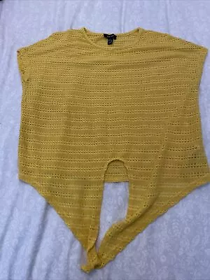 New Look Mustard Colour Knitted Tie Front Top Size S • £3