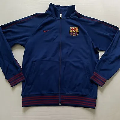 Nike Mens M Blue Barcelona Away Football Soccer FC Track Jacket Full Zip 419898 • $49.99