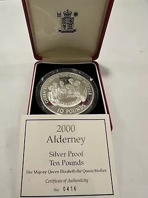 Royal Mint 2000 Silver Proof 5oz Alderney Ten Pound £10 .925 Coin - Queen Mother • £120