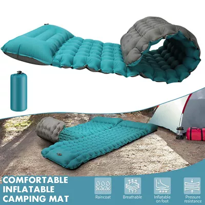 2X Camping Sleeping Pad Inflatable Sleeping Mat With Pillow Compact Air Mattress • $39.99