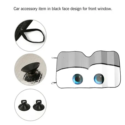 Folding Front Car Window Sun Shade Visor Windshield UV Protection Gray Big Eyes • $38.37