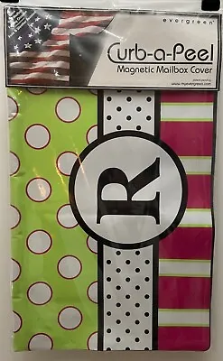 Evergreen Magnetic Mailbox Cover Curb-a-Peel Monogram  R   Pink Green Dot • $14.97