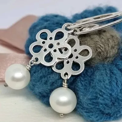 Genuine Pandora Baroque Pearl Flower Earrings 925 ALE 💕 RARE  • £80