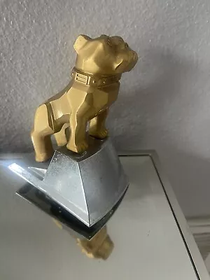 Vintage Mack Truck Bulldog Hood Ornament Gold Tone Brass On Chrome Base • $125