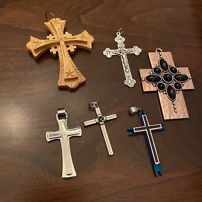 Vintage Crucifix Cross Pendants - Lot Of 6 • $9.95