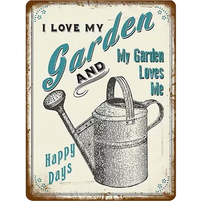 Retro Vintage Love My Garden Garden Loves Me Happy Home House Metal Wall Sign • £4.99