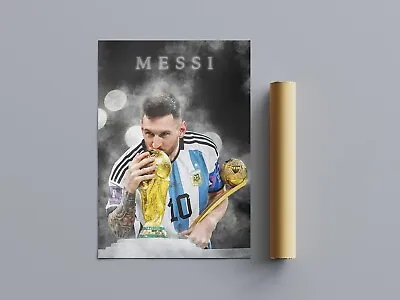 Leo MESSI - FIFA WORLD CUP CHAMPION - GOAT - Argentina - Digital Art Poster • $7.12