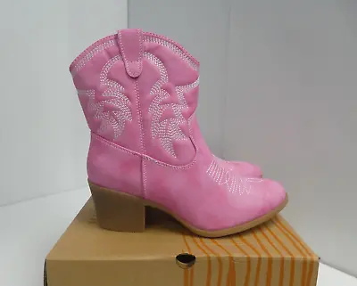 GLOBALWIN Women's Western Cowgirl Embroidered Ankle Boots Pink Size 7.5 New • £0.78