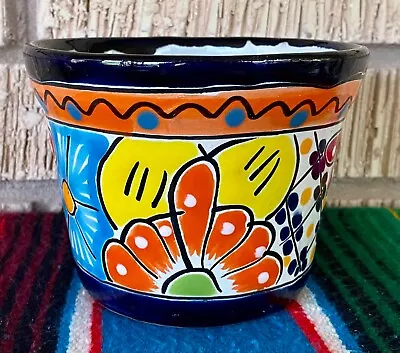 Mexican Ceramic Flower Pot Planter Folk Art Pottery Handmade Talavera #2 • $19.99