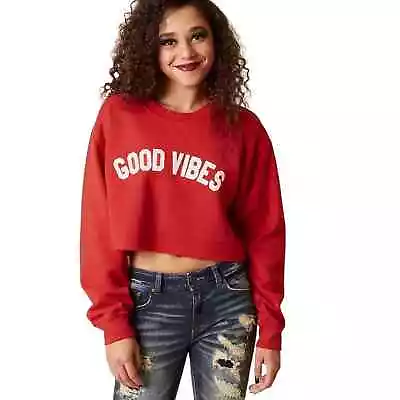 Sub_Urban Riot Good Vibes Red Cropped Sweatshirt Pullover Size Small  • $30