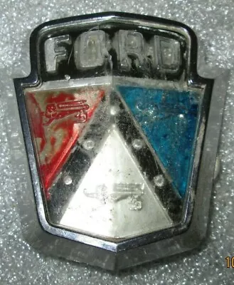 1952 1953 1954 Ford Hood Ornament Chrome Badge Emblem Flag Factory Original Oem • $44.30