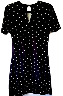 $20.95 • Buy Asos Designs UK Dress Size 12-14 Black White Polka Dot Flared Short Keyhole Back