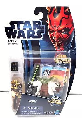 Star Wars Yoda The Clone Wars Toy Figure #CW5 Game Card Die Lightsaber Base • $42.44