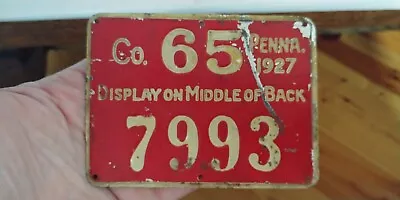 Vintage 1927 Pennsylvania Hunting License / Numbered Metal Tag ~ #7993 • $125