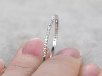 0.20 Ct Created Diamond Eternity Rings In 14K White Gold Micro Pave Wedding Band • $122.65