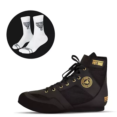 FISTRAGE Boxing Shoes With Socks Leather Kicking Fighting Training Mesh Unisex • $63.99