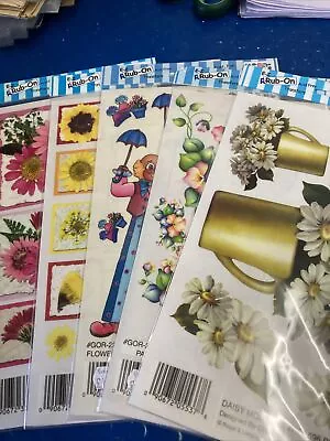 Rub On Transfers 5 Sheets New Flowers Clown Card Making Paper Craft Embellish • £5