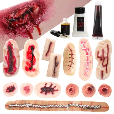Sfx Scar Fake Realistic Zombie Wound Sets Fancy Dress Halloween Latex Gum Lot  • £1.29