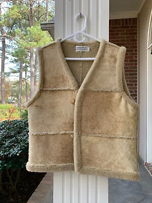 Vintage Mens Sportsman Co Wisconsin Sheepskin Vest Sz Med Western Boho Hippie • $82.99