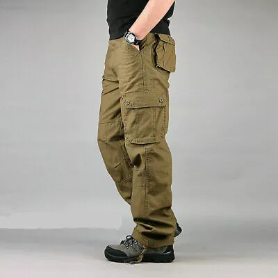 Men's Combat Outdoor Pocket Pants Tactical Cargo Army Work Trousers Plus Size • $21.61