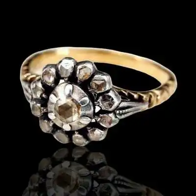 £167.32 • Buy Georgian Antique 1.09 Ctw Round Shape Rose Cut Diamond 925 Silver Women Ring