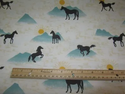 2 Yards White/Cream Hoses And Mountains Flannel Fabric • $18