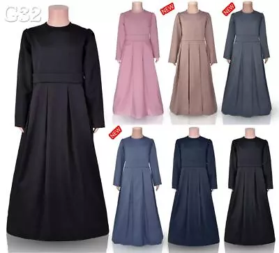 Girls Abaya - Modest Dress - Ages  5 - 16 -  6 Colours - Lengths 34  - 49  • £11.99