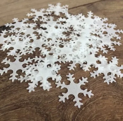 80 White Snowflakes Edible Cake Toppers | Frozen Party Cake  | Christmas Cake • £2.49