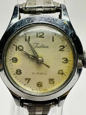 Rare Working Vintage Tradition Swiss Made 17 Jewels Ladies Mechanical Watch Q1 • $40