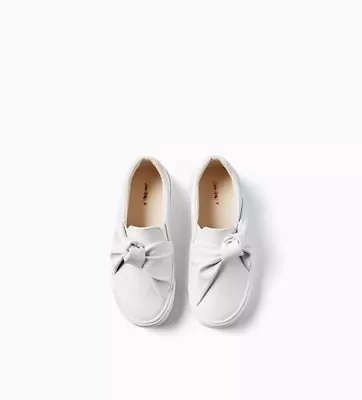 Zara Kid Girls Knot Plimsolls Shoes White Size 9.5 NWT • $35