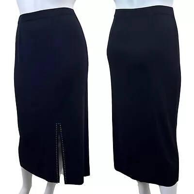 Exclusively Misook Women XL Petite Black Knit Pull On Midi Pencil Stretch Skirt • $60