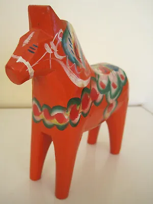 Vintage 6  Hand Painted Red DALA HORSE Wood Figurine Sweden Nils Olsson Hemslojd • $39.50