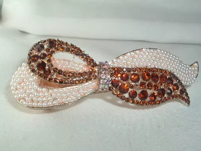 Brown Rhinestone & Seed Pearl Hair Barrette Hair Accessory • $16.20