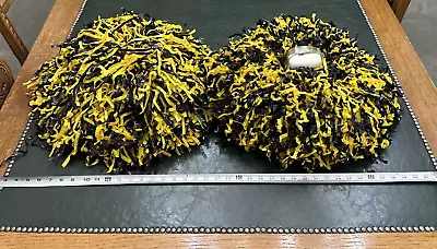 Rare Vintage Black And Gold Cheerleading Pom Pon With Plastic Grip Handle 1970's • $129