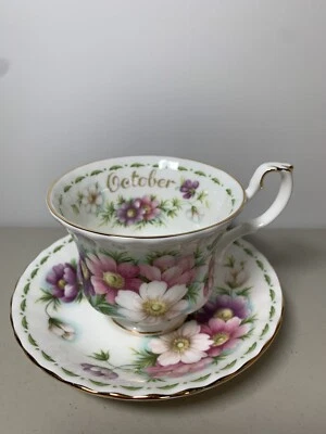 $24.95 • Buy Royal Albert Flower Of The Month October Cosmos Tea Cup & Saucer Bone China