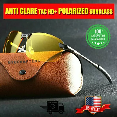 Tac HD Polarized Day & Night Vision Glasses Men Driving Pilot Aviator Sunglasses • $9.99