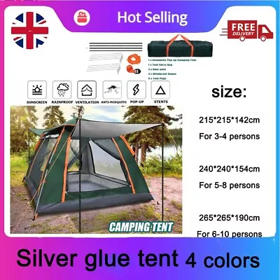 Camping Tent Automatic Instant Pop-Up 3-4 /5-10Men Family Outdoor Hiking Shelter • £35.99