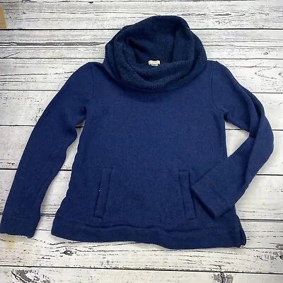 J Crew Sweater Size X Small  Navy Blue Cowl Neck Wool Blend Pockets In Front • $12.62