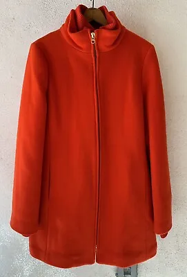 J.Crew ORANGE Italian Stadium-Cloth Wool Nello Gori Coat  14T 14 TALL • $128.48