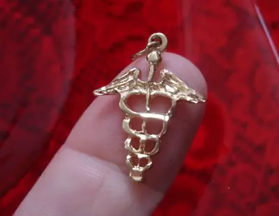 Medical DR Medicine 14K Gold Plate RX Caduceus Bracelet CHARM Pendant Healthcare • $24