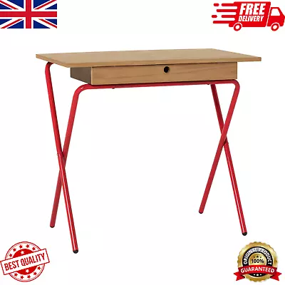 🔝 Habitat Kirby 1 Drawer Oak And Red Gloss Metal Desk 🔝 • £68.20