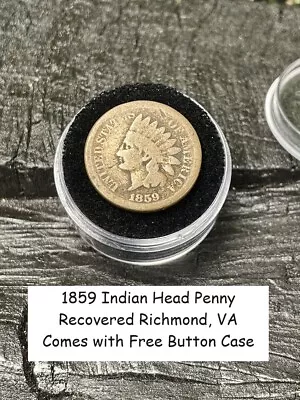 Old Rare Vintage Antique Civil War Relic 1859 Indian Head Penny Free Coin Case • $35