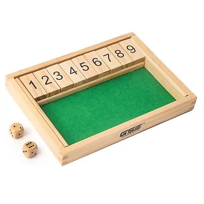 9 Number Wooden Shut The Box Dice Game Board Set Family Pub Bar Dice Board Game • $14.98