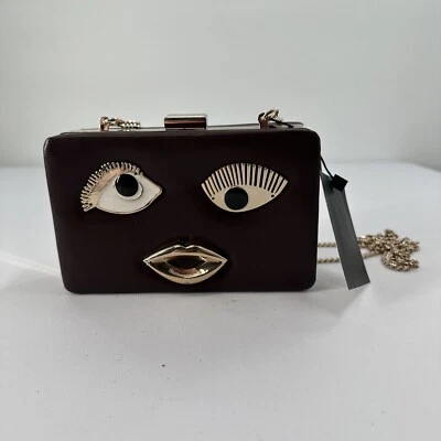 Zara Unique Clutch Handbag Purse Gold Harware Face Decoration NWT • $40